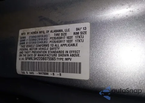 2013 Honda Odyssey Lx from USA, damaged, VIN 5FNRL5H22DB075565